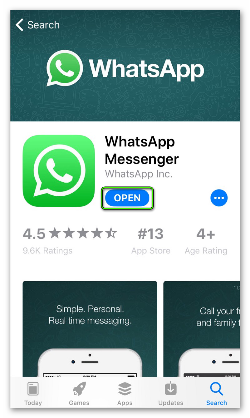 Запуск WhatsApp на iPhone
